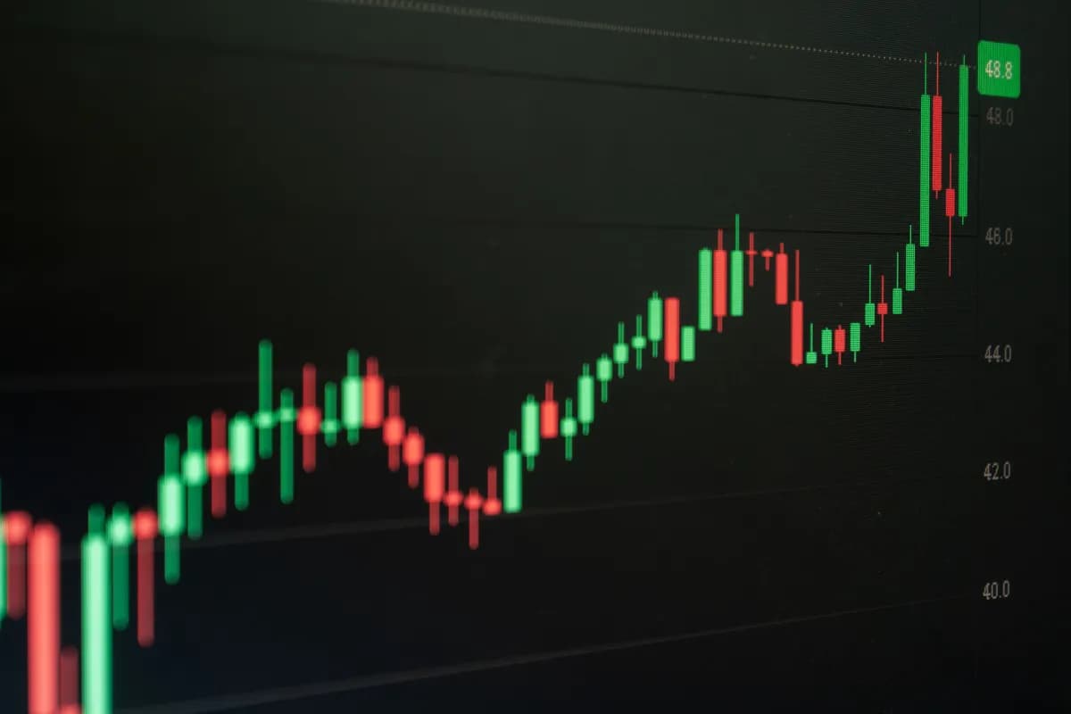 Graphique en chandeliers illustrant des niveaux de support et résistance en trading