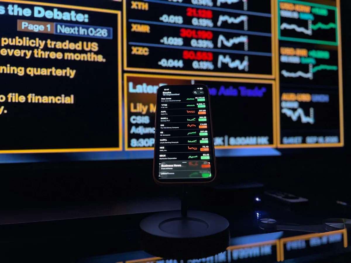 Écran de trading affichant un registre de transactions, illustration d'un trade blotter