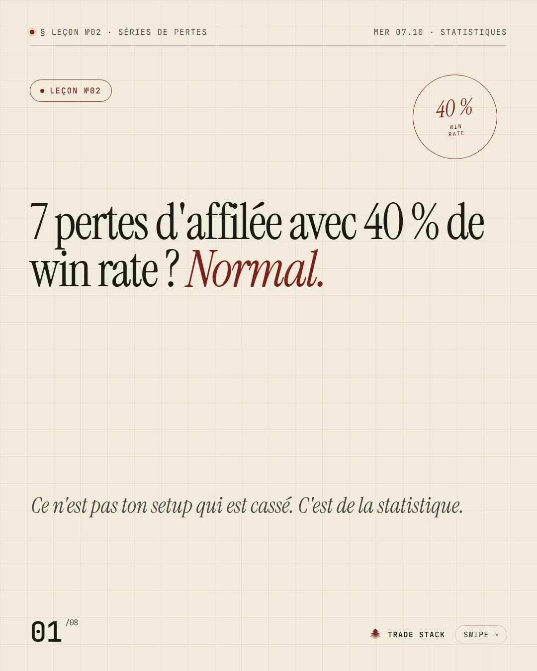 Séries de pertes : le tableau à garder